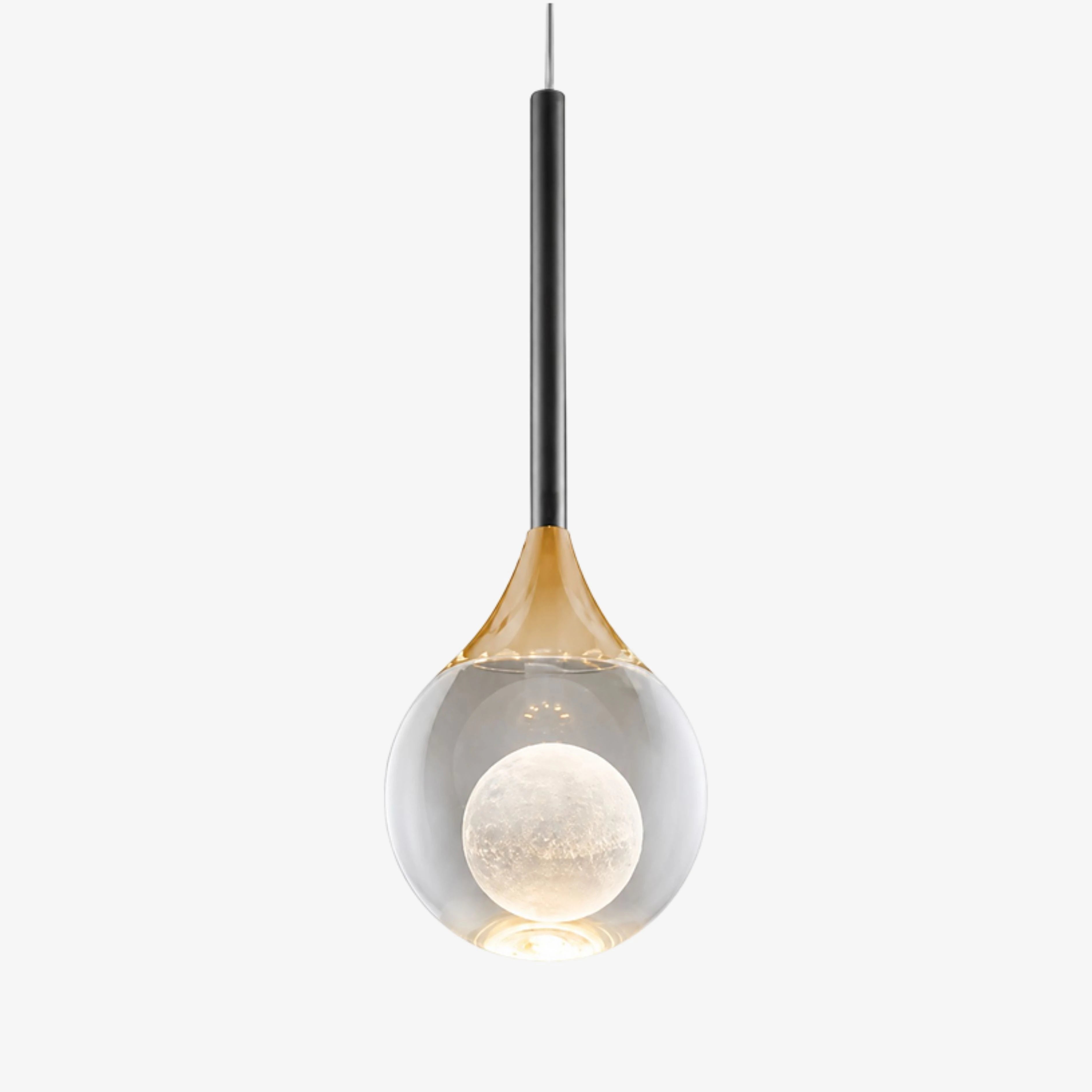 Gold Luma Collection crystal orb teardrop pendant light