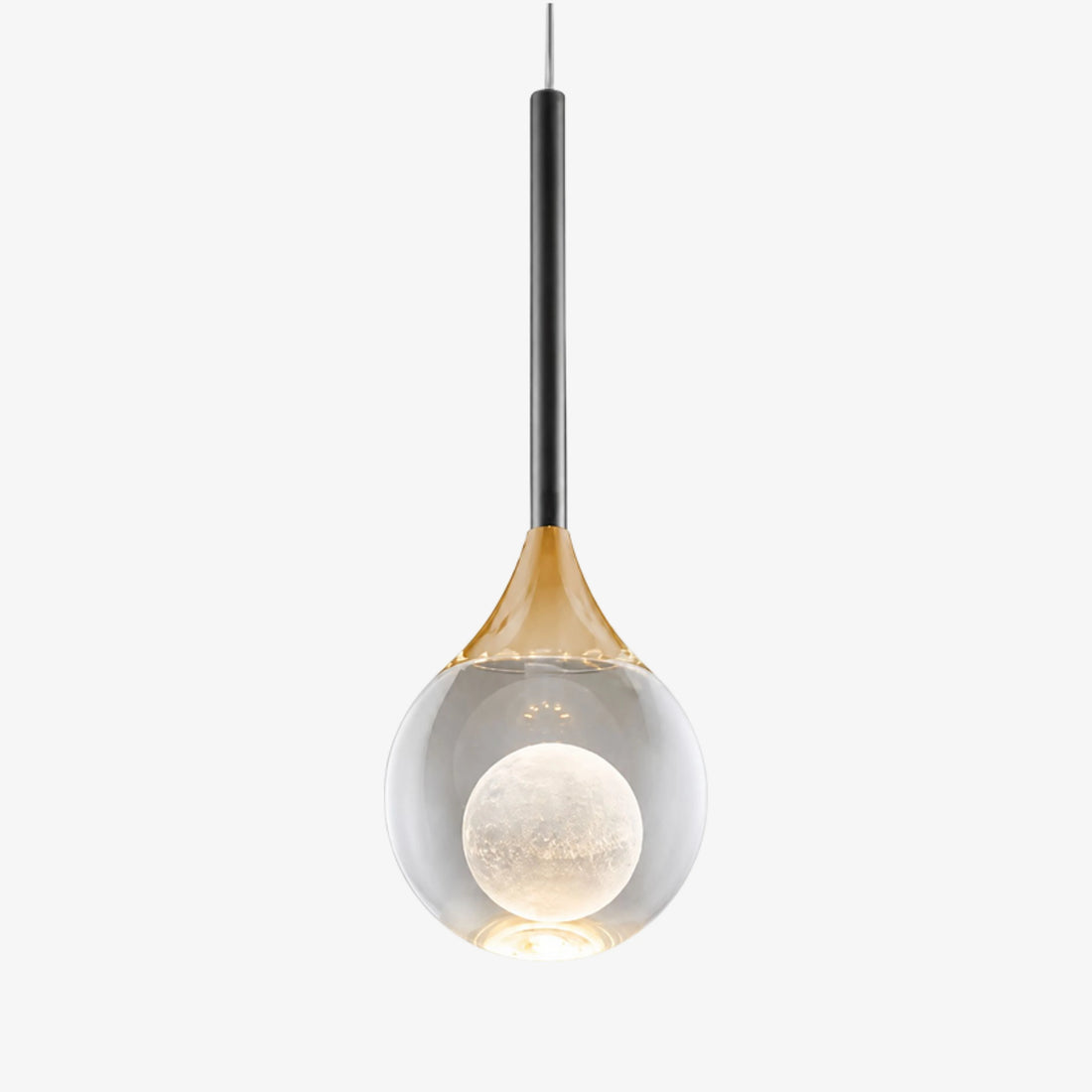 Gold Luma Collection crystal orb teardrop pendant light