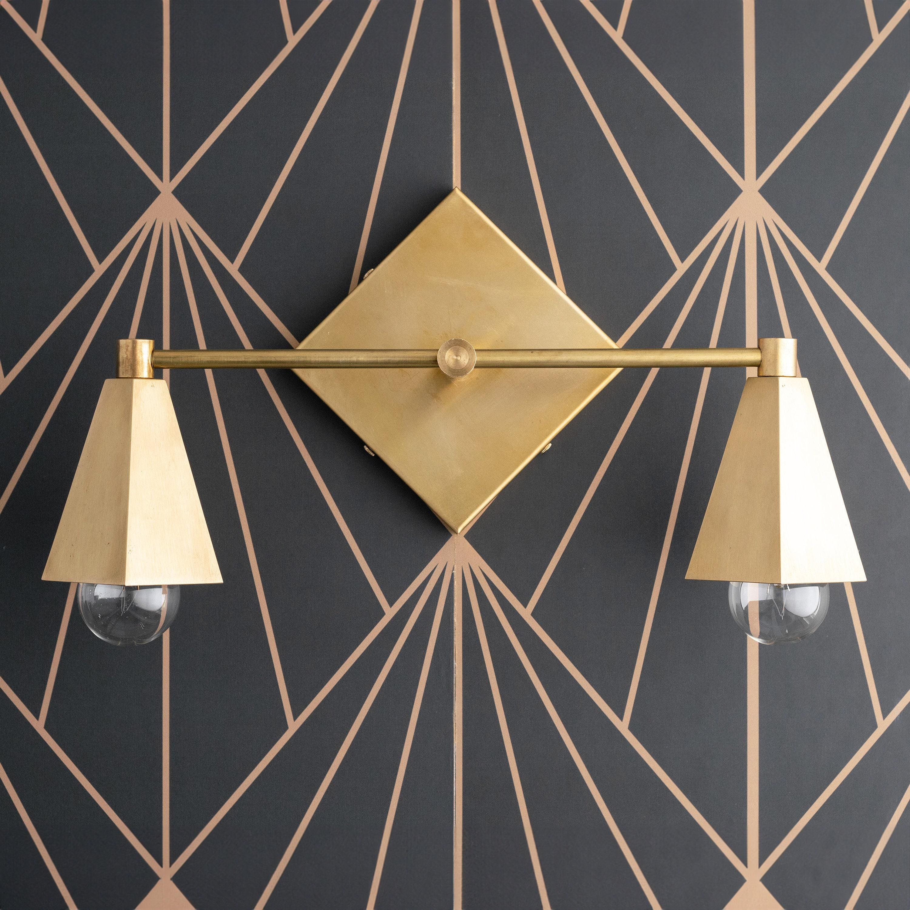 Ornato Luxe Geometric Vanity Light - Solid Brass Art Deco Bathroom Lighting