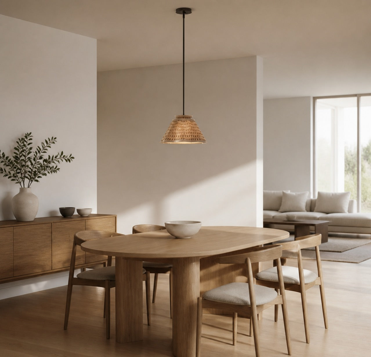 Florevian Modern Linen Pendant Lamp - Art-Inspired Statement Lighting for Dining Space