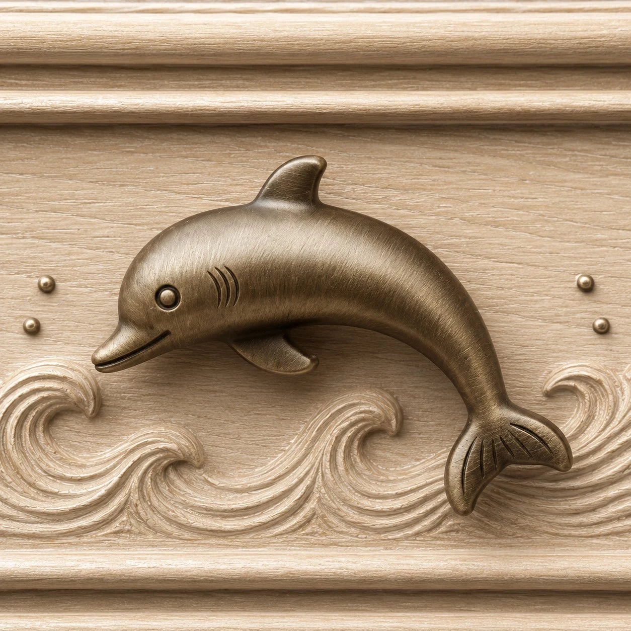 Dolphin cabinet knob in Antique Brass