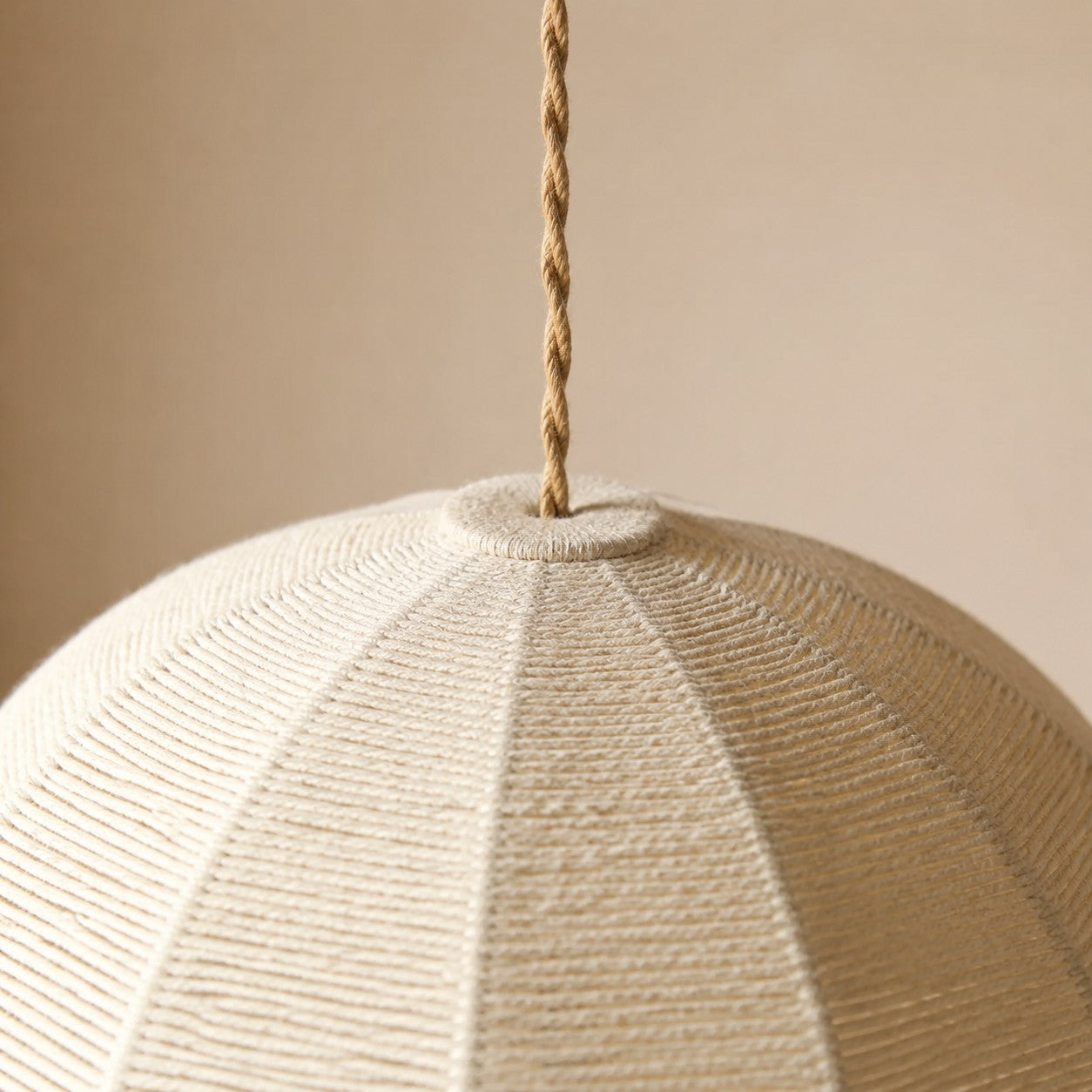Handwoven Globe Pendant Light with Wood Canopy