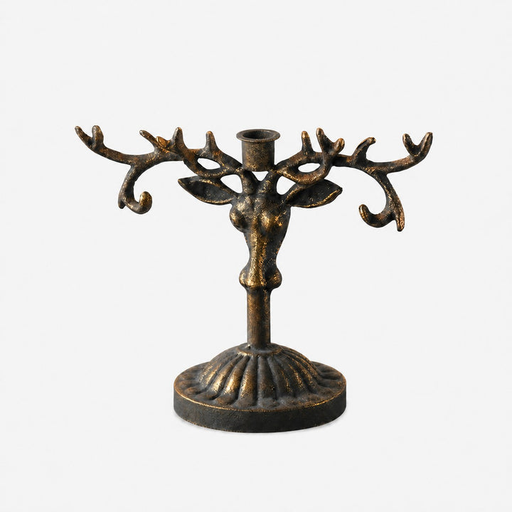 Vintage Deer Head Iron Candle Holder
