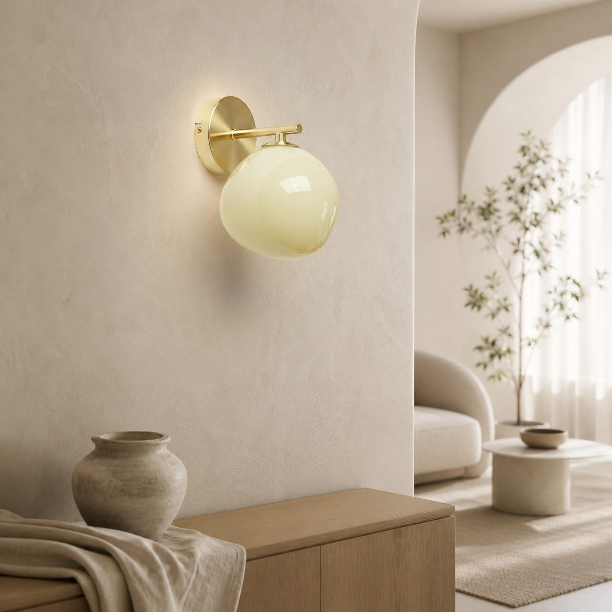 Orra Opal Glass Wall Sconce - Elegant Globe and Metal Sconce for Living Room and Bedroom
