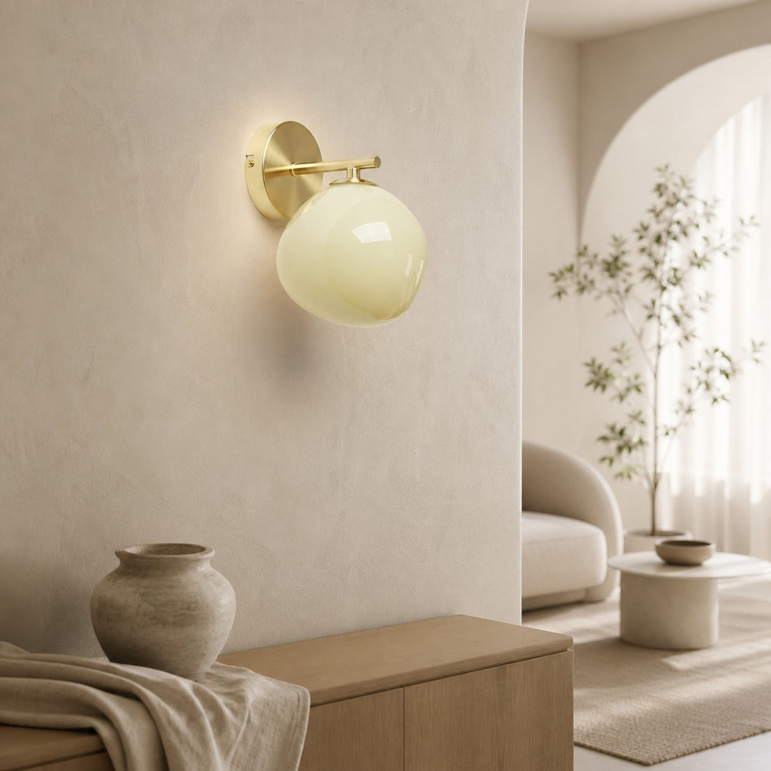 Orra Opal Glass Wall Sconce - Elegant Globe and Metal Sconce for Living Room and Bedroom