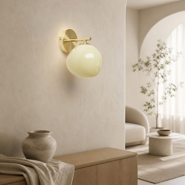 Orra Opal Glass Wall Sconce - Elegant Globe and Metal Sconce for Living Room and Bedroom