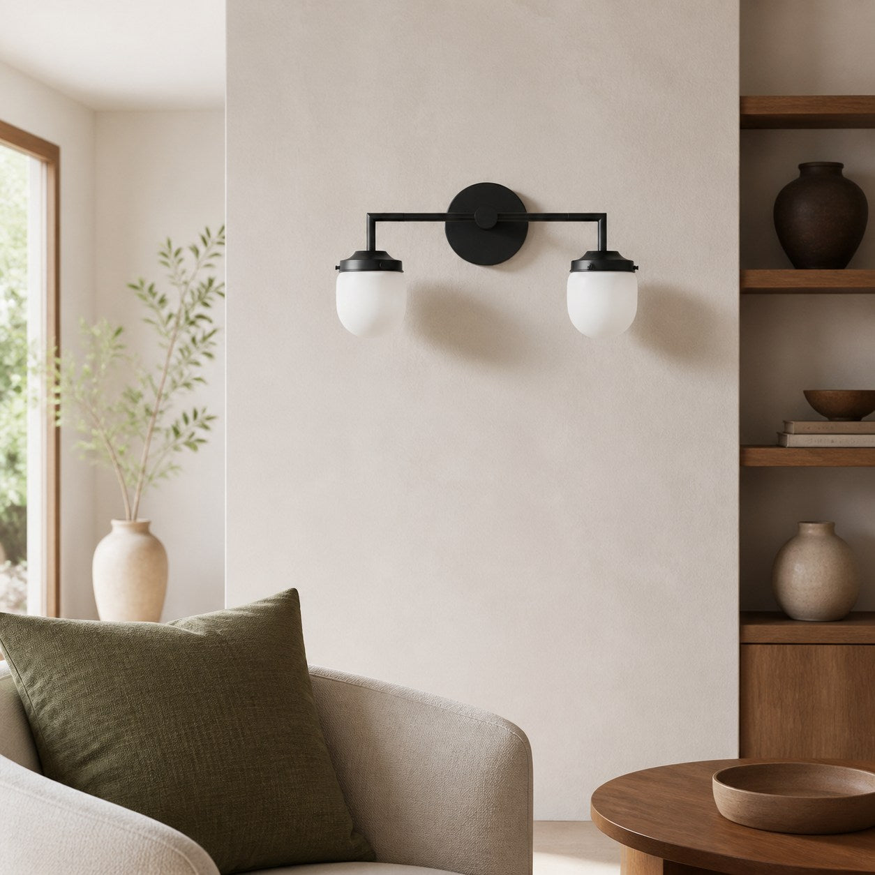 Opalume Glass Double Vanity Light - Vintage Style Bathroom Double Wall Lighting