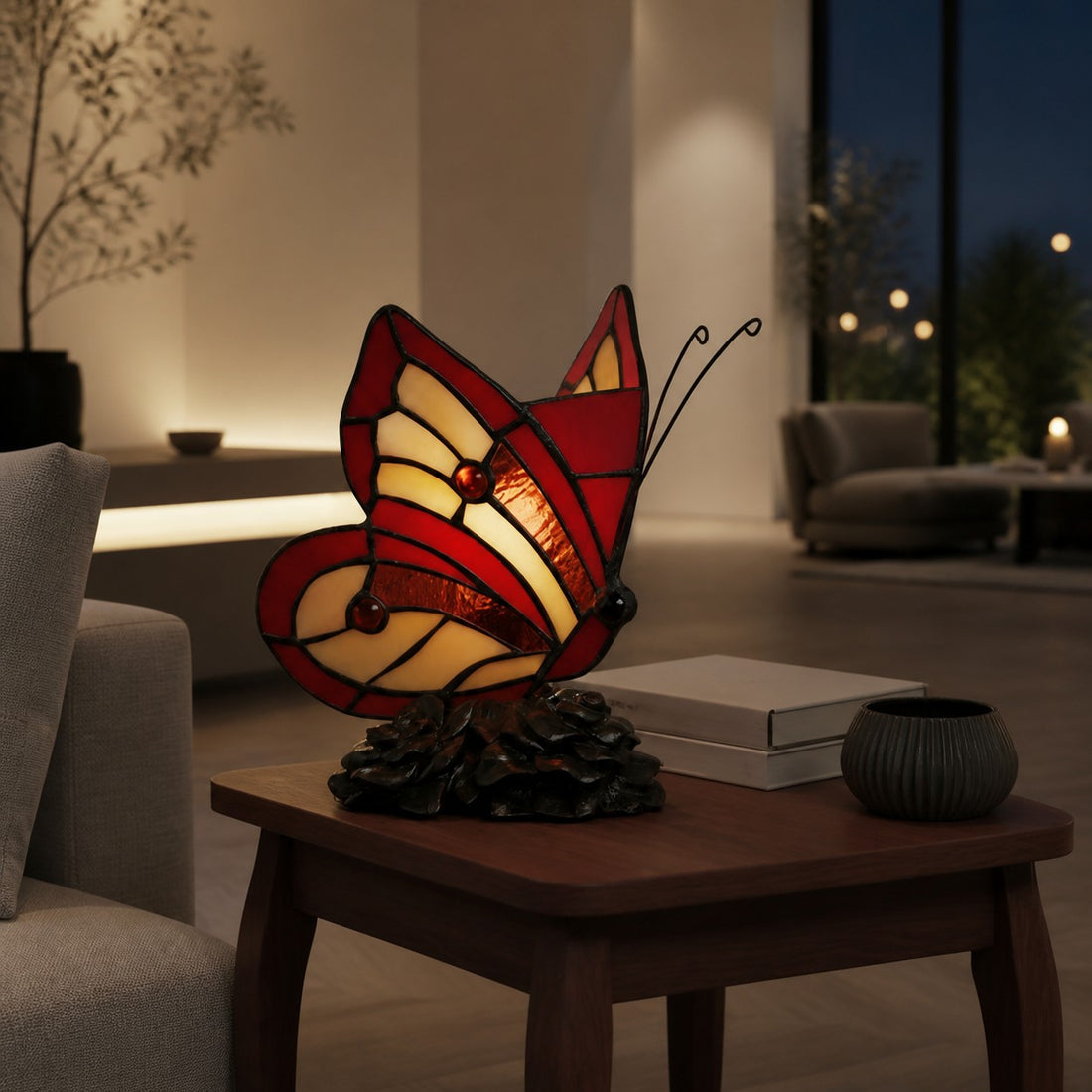 TF Butterfly Table Lamp – Nature-Inspired Glass Design Perfect for Living Rooms or Hallways
