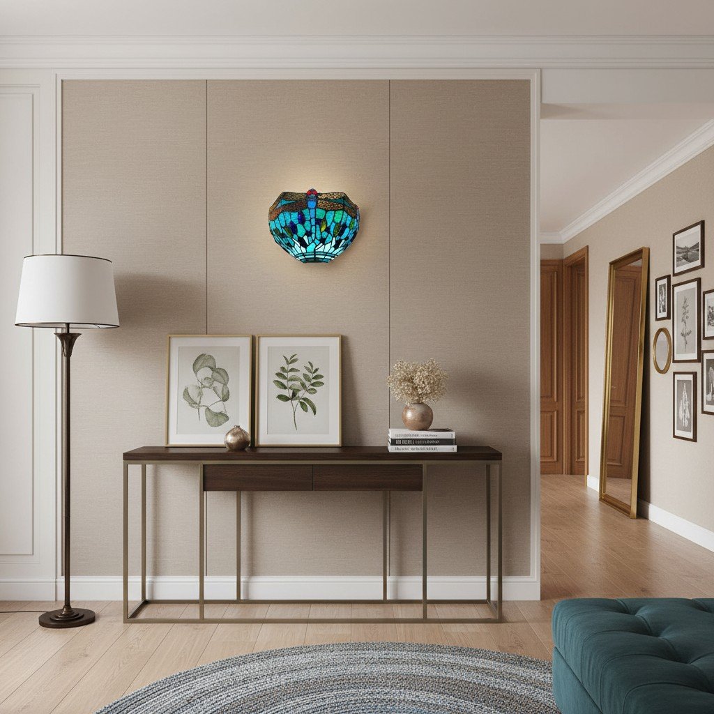 TF Dragonfly Pattern Wall light – Classic Hand-Cut Stained-Glass for Hallways & Bedrooms