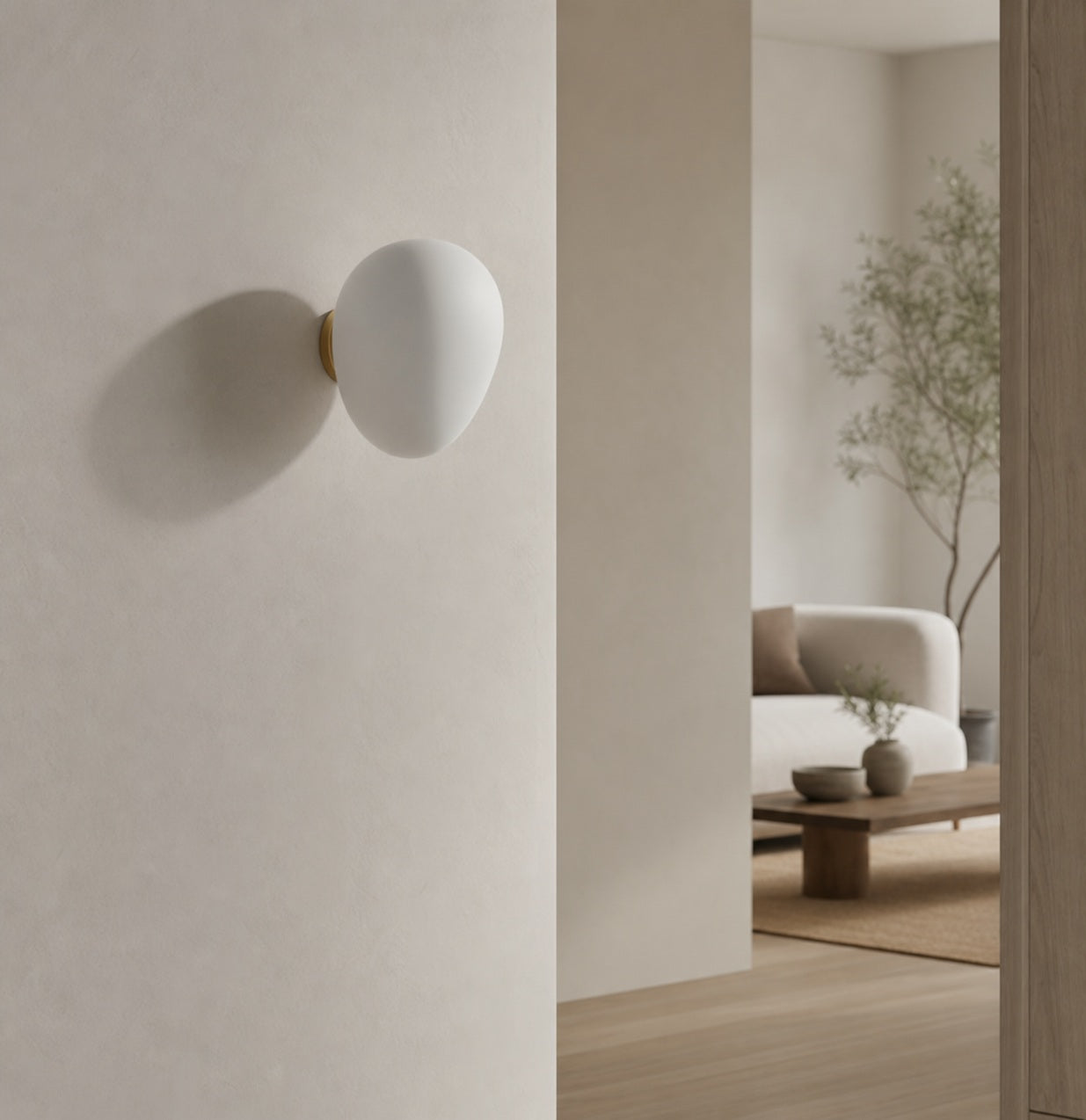 Stonea Organic Pebble Silhouette Wall Ceiling Lamp Contemporary Glass Light for Home N16