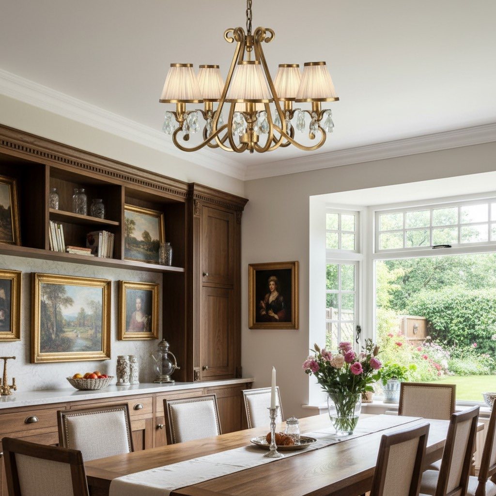 Talonis Multi-light Fabric Chandelier - Elegant Metal Curved Arms for Dining and Living