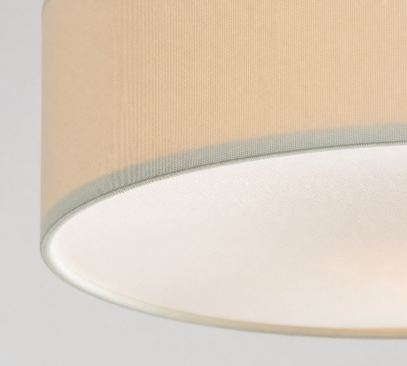 Dumora Linen Drum Ceiling Light - Flush Mount Iron Fixture with Fabric Shade