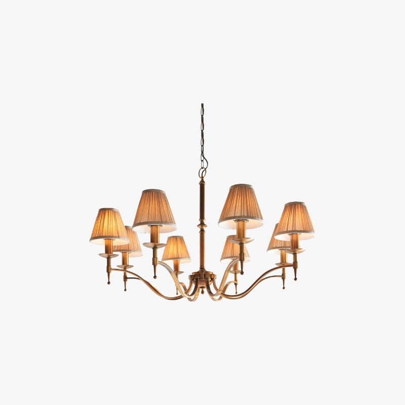 Tela Timeless Classic Elegant Multi Arm Stanford Chandelier - Metal Fabric Lighting for Living Room