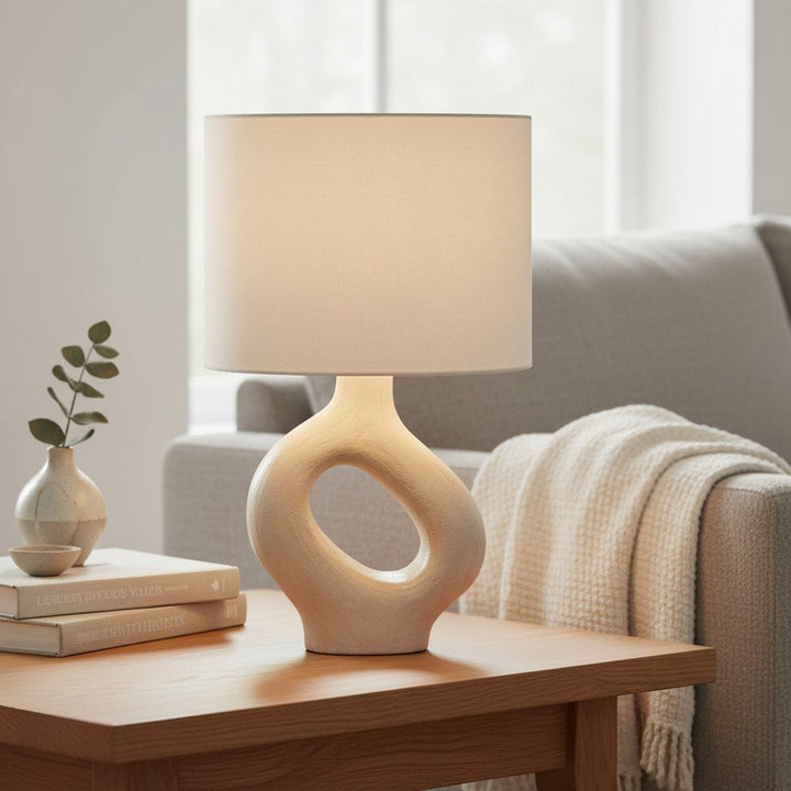 Ceruna Table Lamp with Ceramic Body and Textured Finish for Bedroom or Living Room