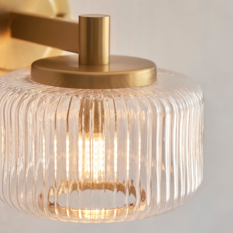 Canovus Ribbed Glass Shade Wall Lamp - Elegant Brass Sconce for Living Room Lighting