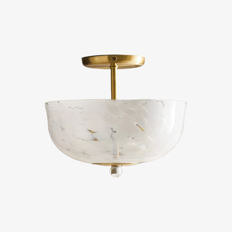 Clea Rounded Glass Flush Mount - Dotted Shade for Bedroom and Hallway Lighting
