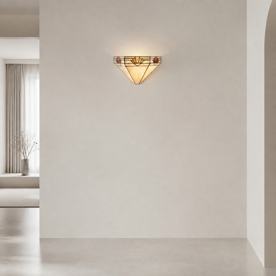 TF Nevada Ziggurat Wall Light — Art Deco Stained-Glass Sconce for Hallways & Living Rooms