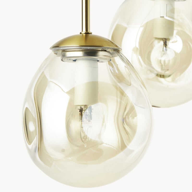 Glissora Hanging Light - Sculptural Cluster Design Tinted Glass and Metal for Entryway