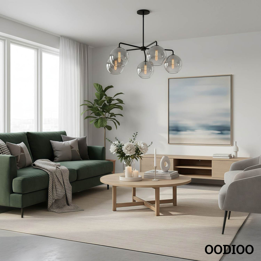 Selvion Contemporary Minimalist Chandelier – Soft Glow Porcelain Fixture for Dining & Hallway