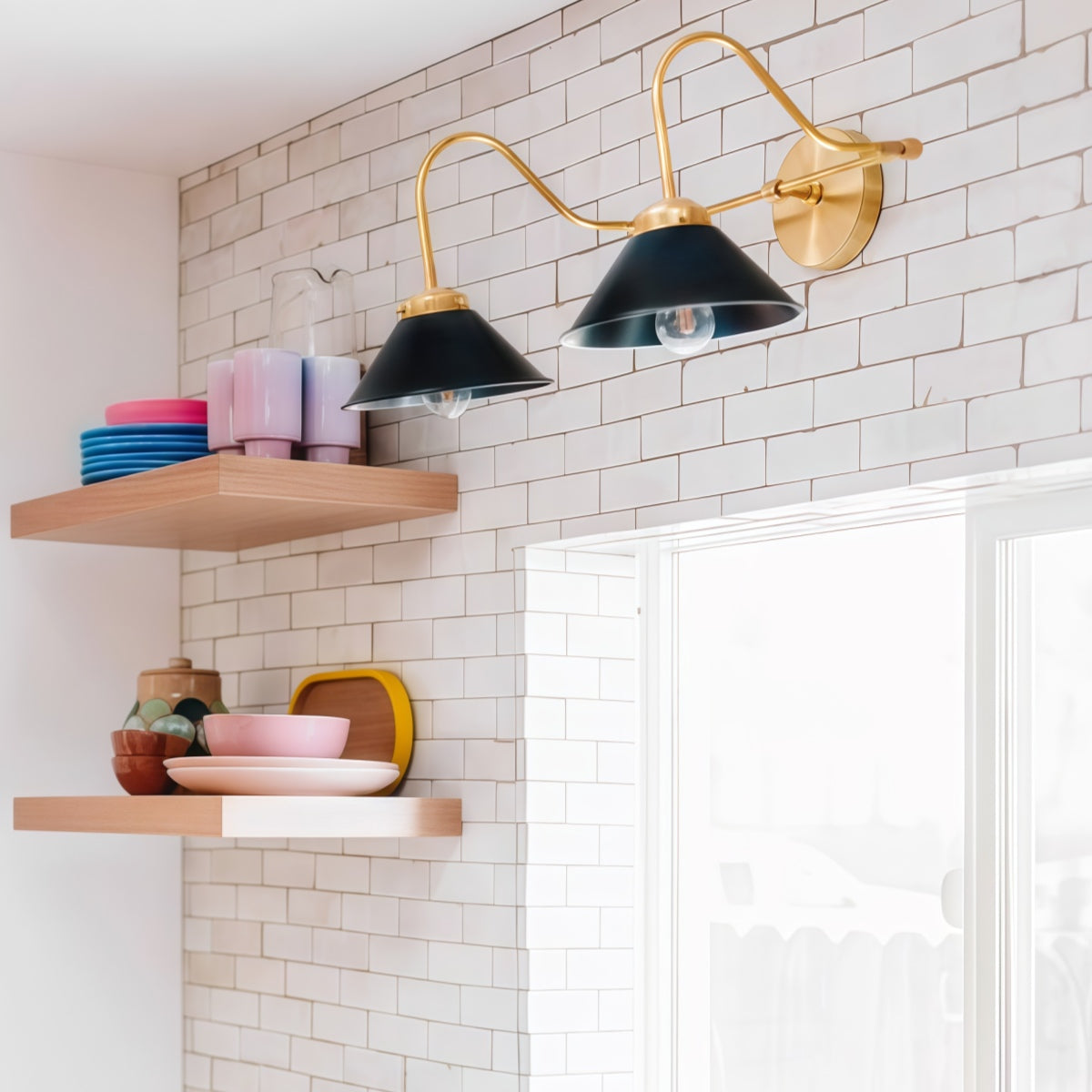 Various Colors Double Wall Sconce Light - Elegant Cone Shade