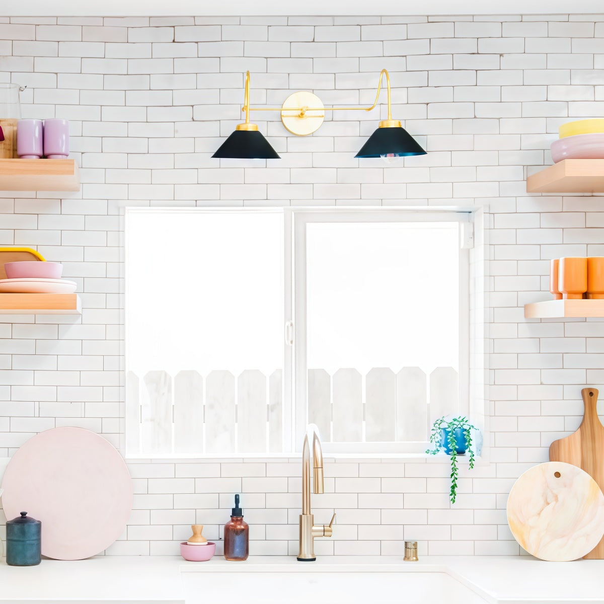 Various Colors Double Wall Sconce Light - Elegant Cone Shade