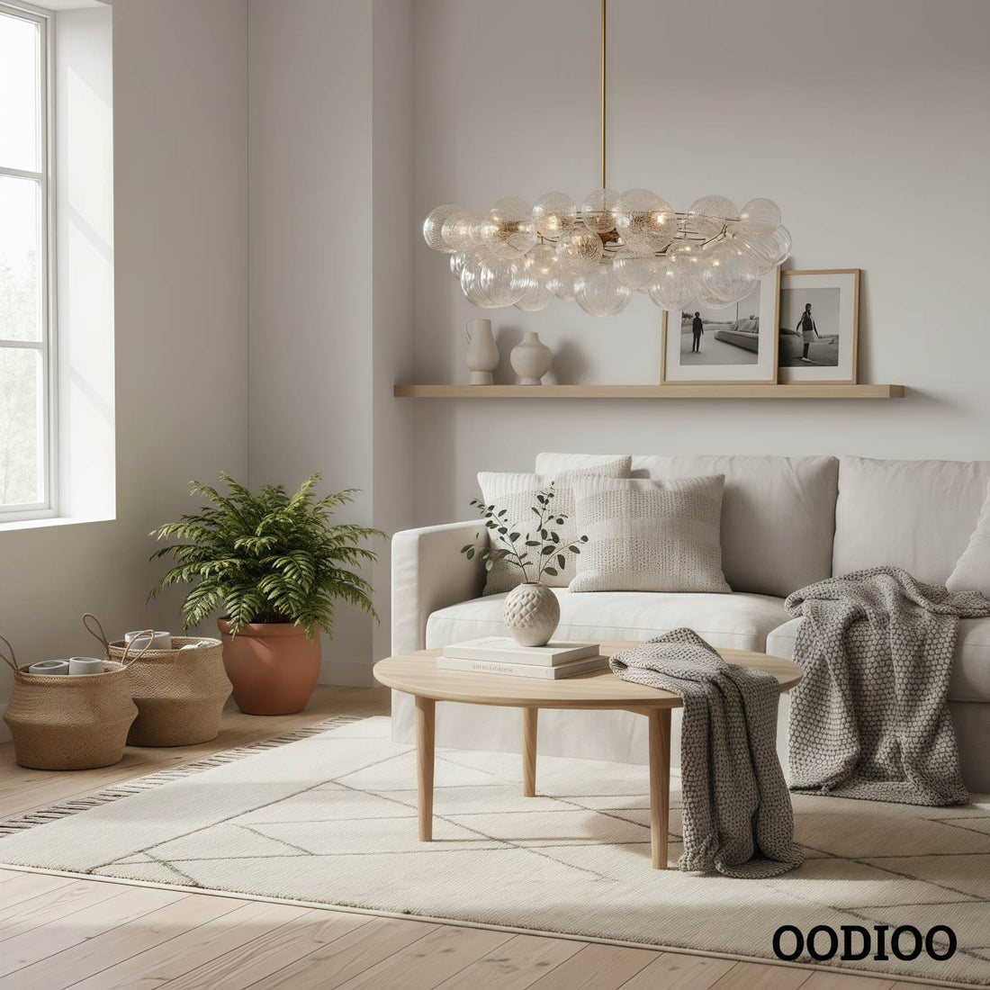 Bravira Vintage Brass Bubbled Glass Chandelier Ambient Lighting for Living Rooms and Commercial Spaces