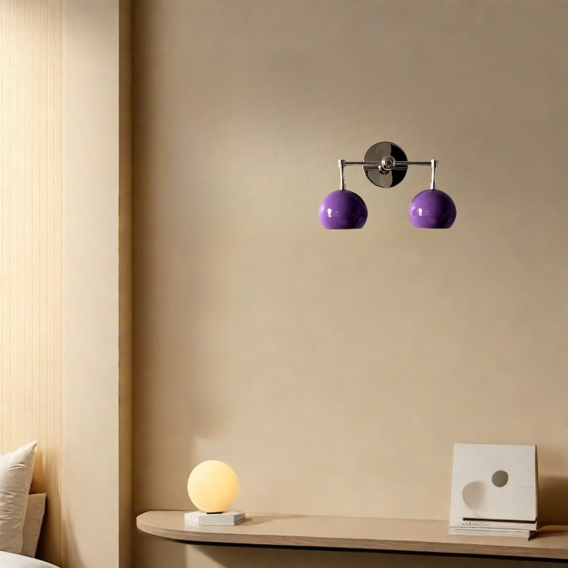Orchid Shades Sconce - Double Ball Gloss Purple Bath Wall Light