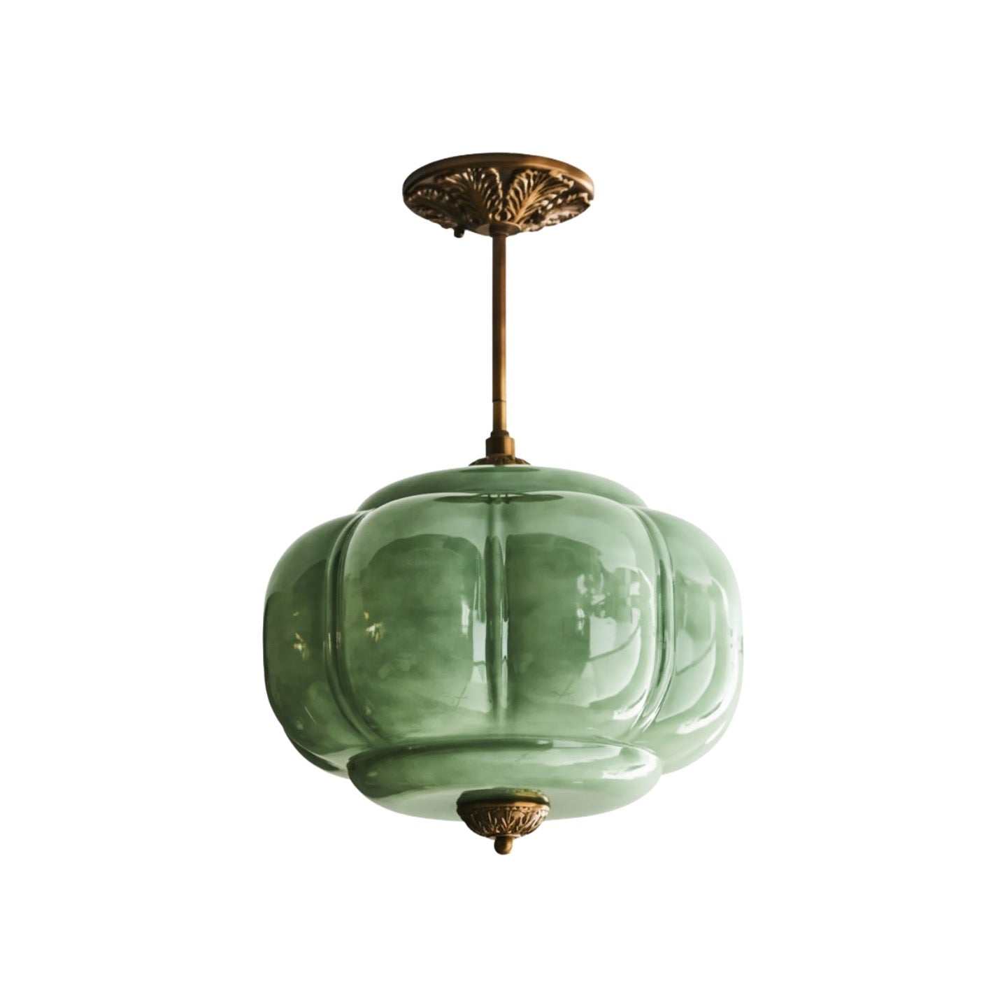 Antique Brass Green Glass Eloise Pendant Light