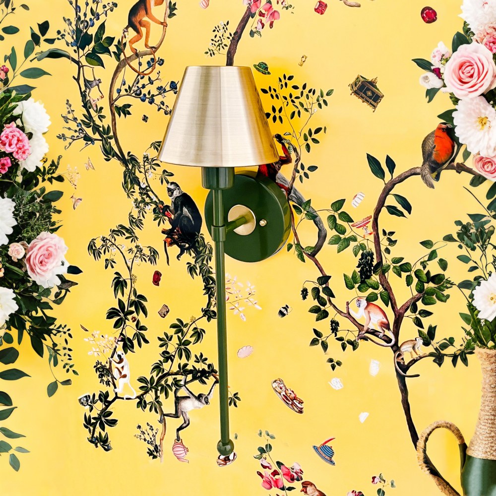 Colorful Single Light Wall Sconce - Brass Accent for Bathroom & Hallway