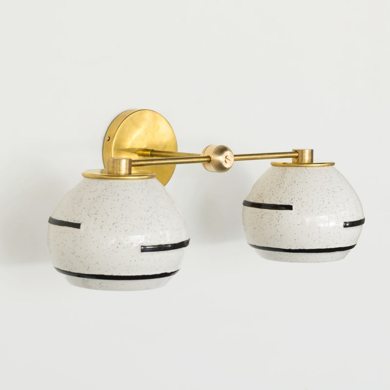 Two Light Delta Wall Sconce - Double Head Vanity Ceramic Wall Lamp