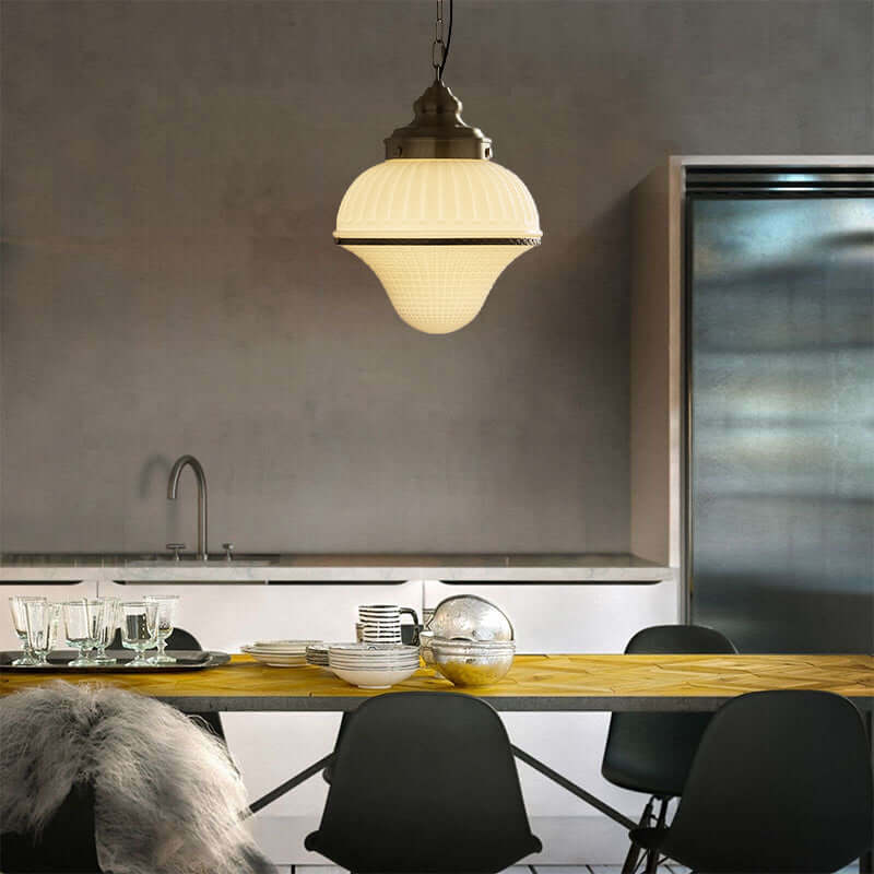 Artisanal White Ice Cream Brass Pendant Lamp With Elegant Blown Glass For Drawing Room-Oodioo