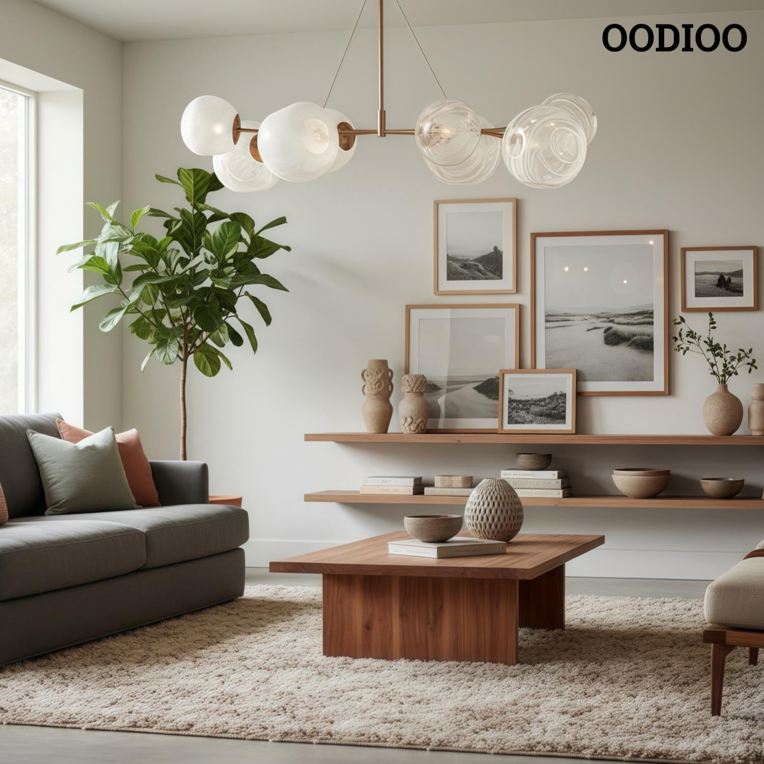 Pawrior Elegant Artistic Glass Spherical Metal Chandelier Perfect for Modern Interiors