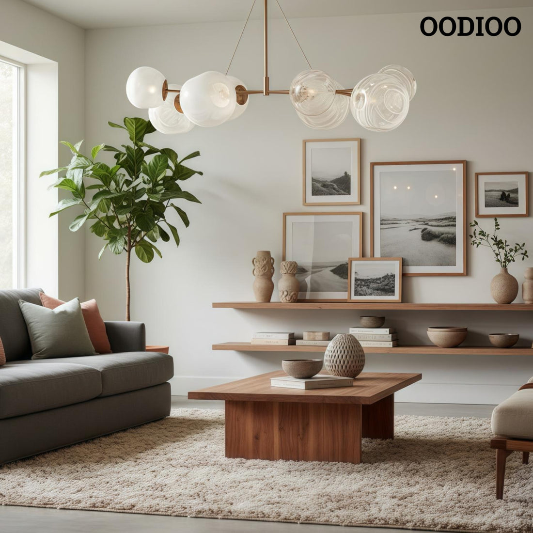 Pawrior Elegant Artistic Glass Spherical Metal Chandelier Perfect for Modern Interiors