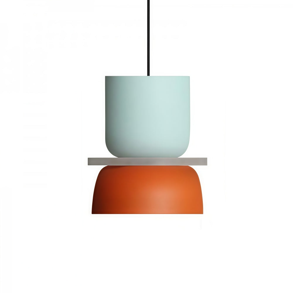 Nordic Style Macaron Pendant Light - Modern Color Block Bowl Shade Lamp