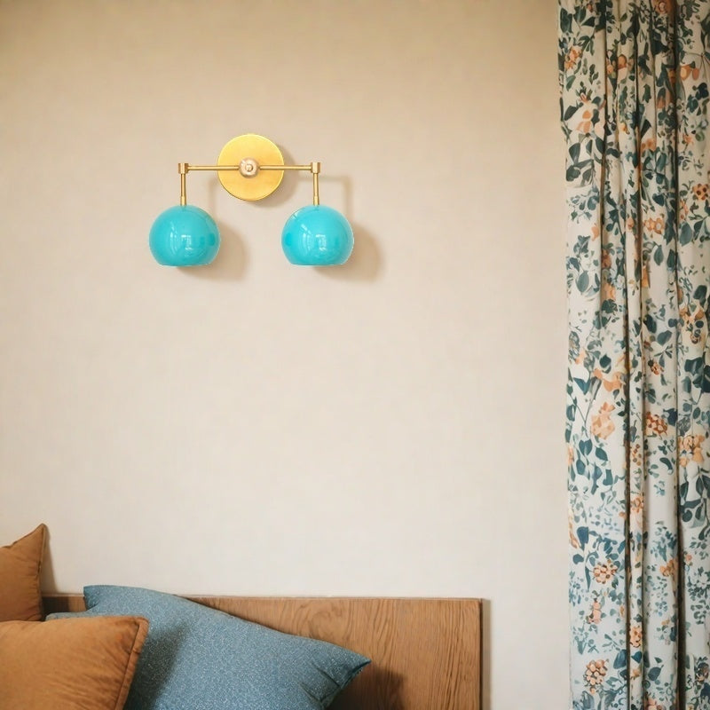 Navy Wall Light - Double Ball Bath Vanity Mirror Wall Sconce