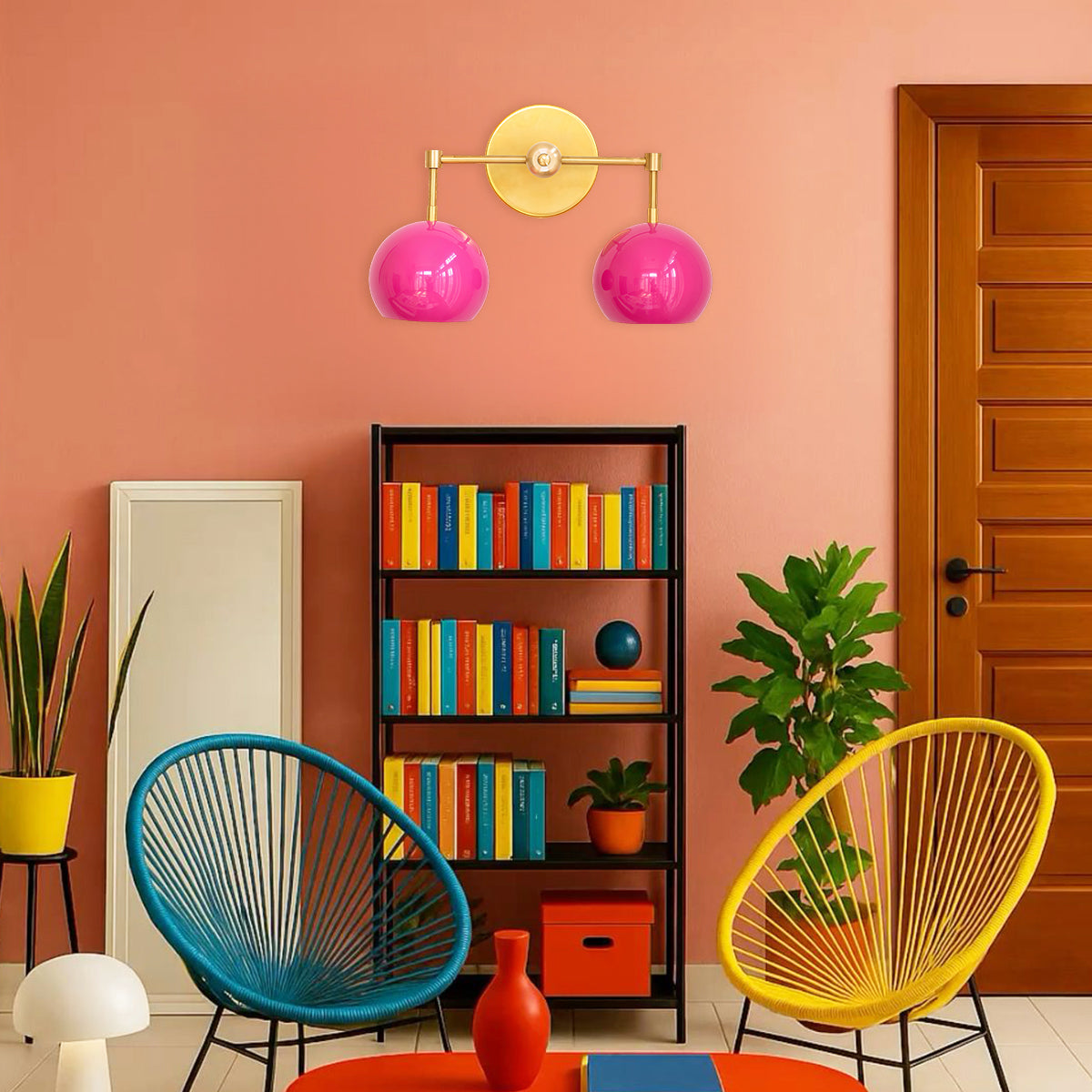 Doll Pink Wall Sconce - Double Head Globe-shaped Bath Wall Light