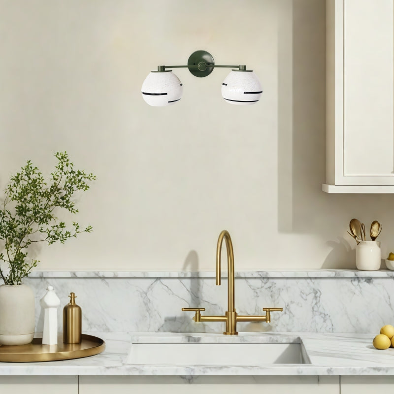 Two Light Delta Wall Sconce - Double Head Vanity Ceramic Wall Lamp