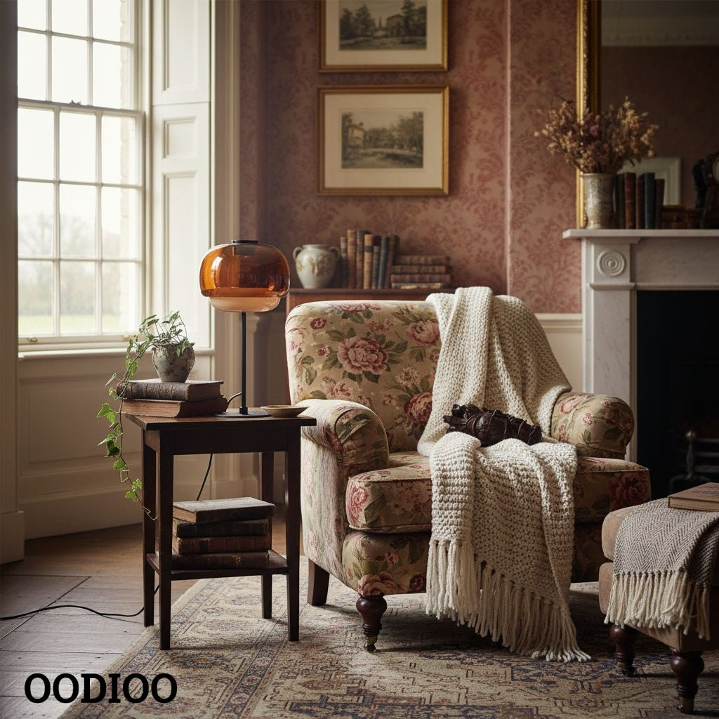 Nordic Mushroom Glass Table Lamp – Stained Glass Bedside Light