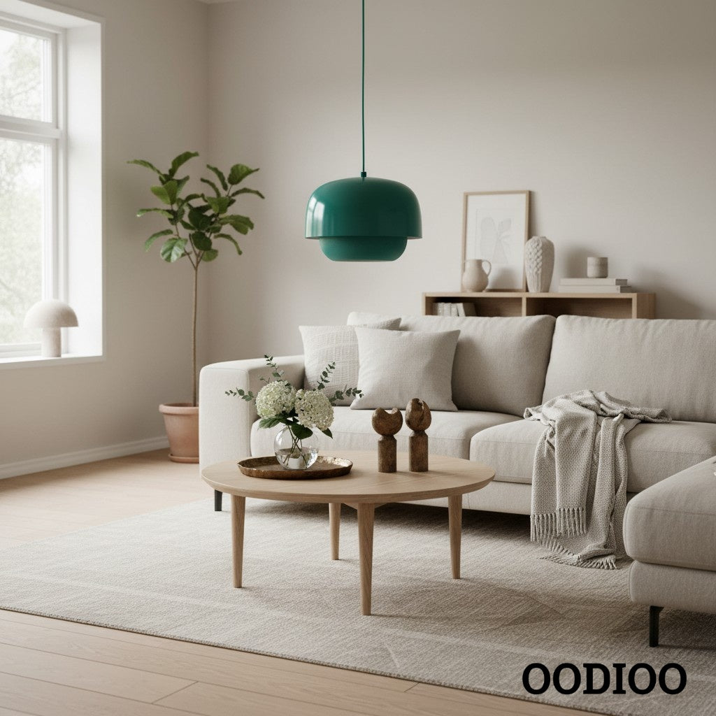 Stained Glass Pendant Lamp – Double Dome Colored Glass Light