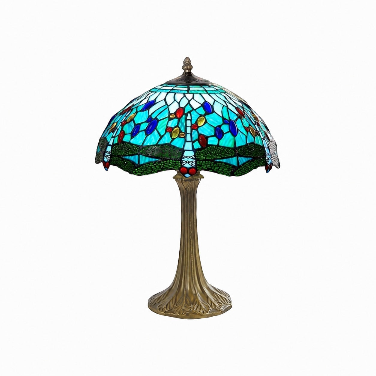 TF Dragonfly Table Lamp – Vintage Stained-Glass for Living Room & Bedroom