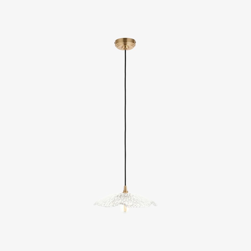 Floriaxis Floral Glass Pendant Light - Floral Glass Shade with Braided Cable for Kitchen or Dining