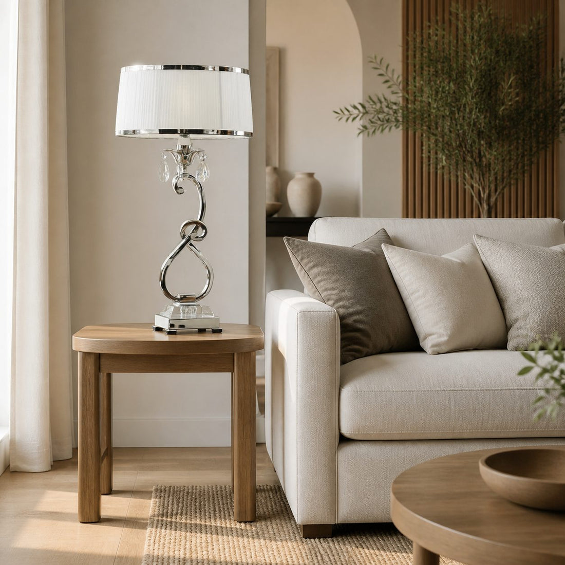 Talonis Decorative Crystal Table Lamp – Curved Metal Style for Home Interiors
