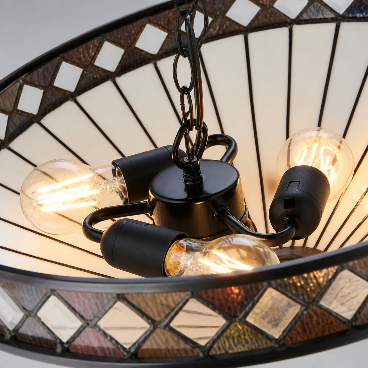 TF Fargo Adjustable Pendant with Stained-Glass Inspired Inverted Shade for Island and Dining