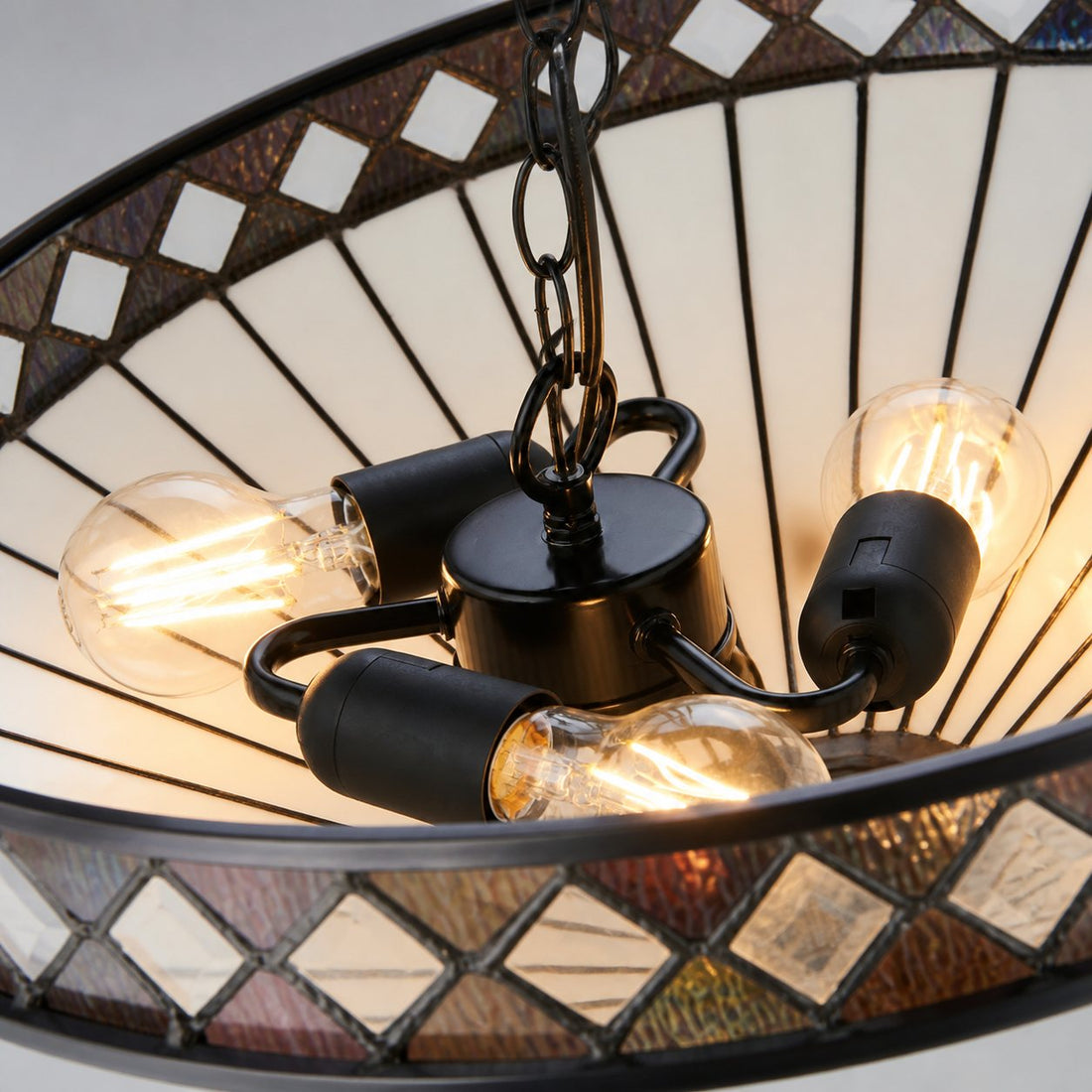 TF Fargo Adjustable Pendant with Stained-Glass Inspired Inverted Shade for Island and Dining