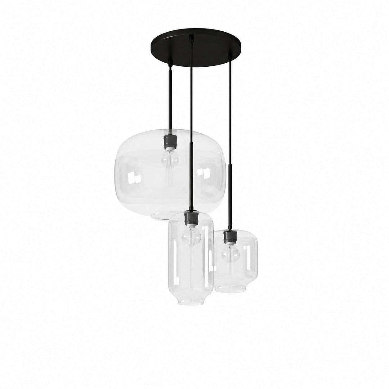Lumivelle Pebble Glass Chandelier - 3-Light Modern Pendant Style