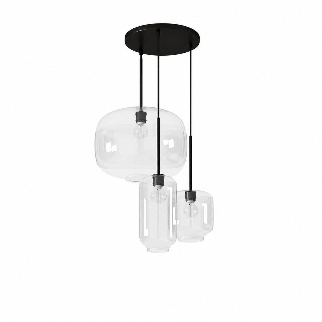 Lumivelle Pebble Glass Chandelier - 3-Light Modern Pendant Style