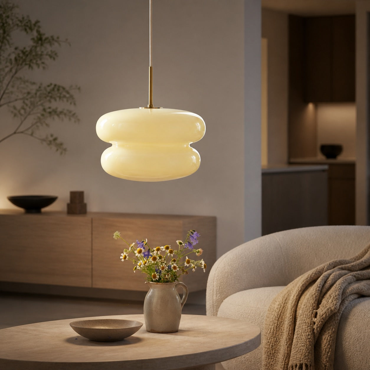 Orra Opal Glass Pendant Lamp - Modern Hanging Lamp