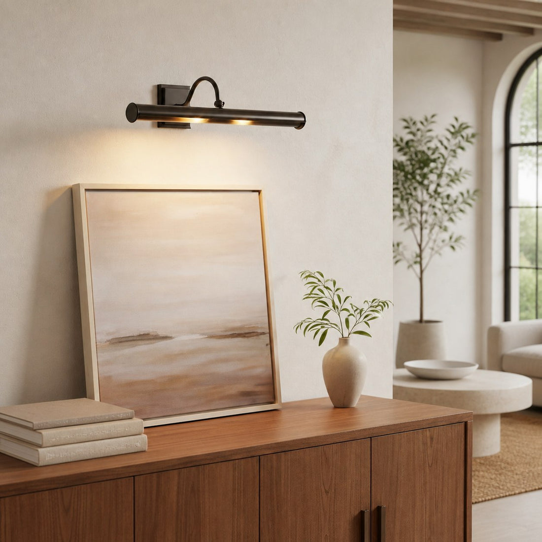 Serena Slim Hood Sconce - Transitional Style Art Lighting For Living Room