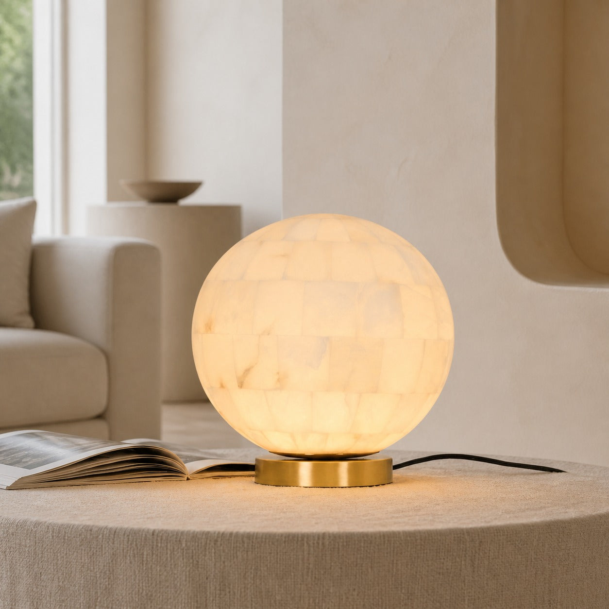 Alabaster Ball Table Lamp