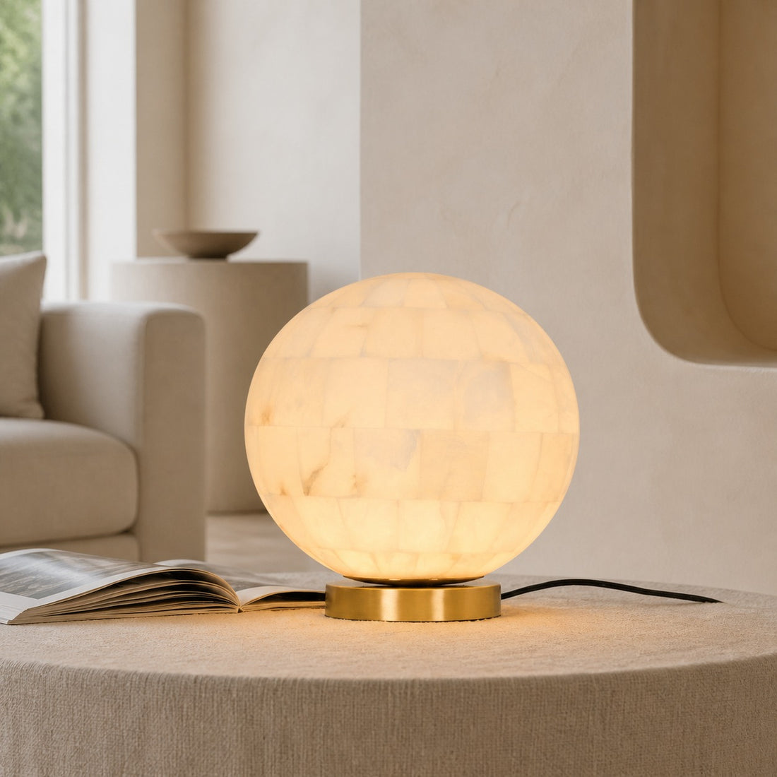 Alabaster Ball Table Lamp